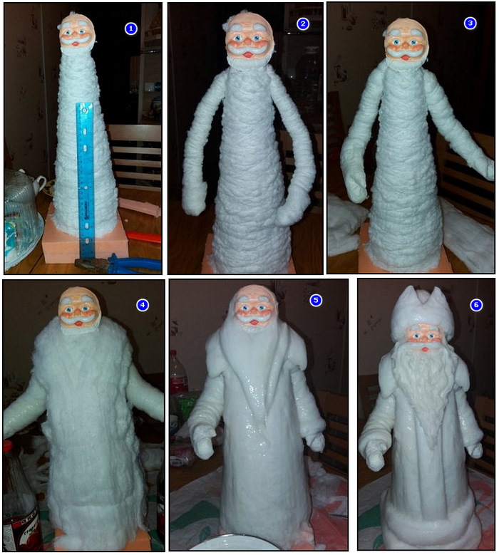 Weihnachtsmann aus Watte mit eigenen Händen
