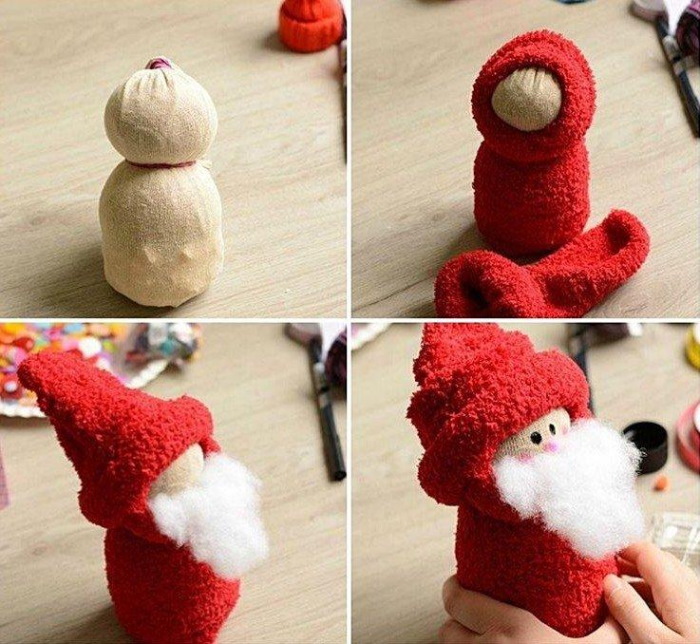 Weihnachtsmann mit eigenen Händen aus Socken