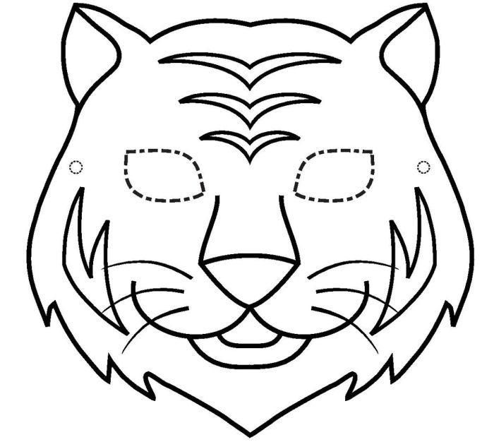 DIY-Papiermaske für Kinder. Tigermaske