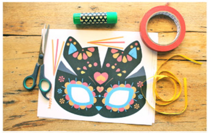 DIY-Maske für Kinder aus Papier und Pappe. Karnevals- und Theatervorlagen