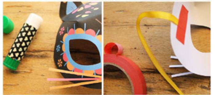DIY-Maske für Kinder aus Papier und Pappe. Karnevals- und Theatervorlagen