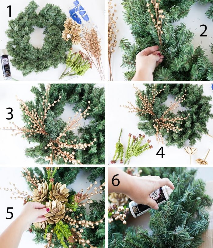 DIY-Tischkompositionen für das neue Jahr. Weihnachtskranz