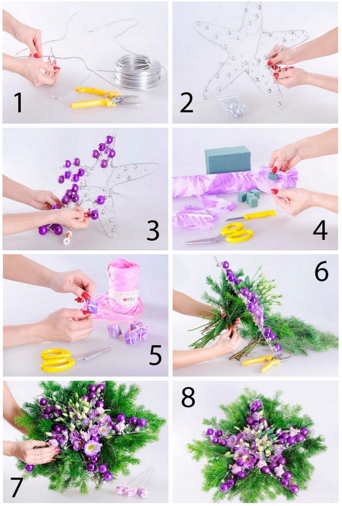 DIY-Tischkompositionen für das neue Jahr. Weihnachtsstern