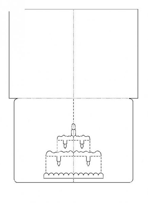 Volumetrische Postkarte Kuchen. Probe