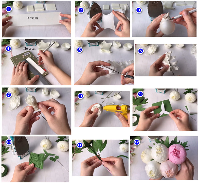 Blumen aus Foamiran. Pfingstrose