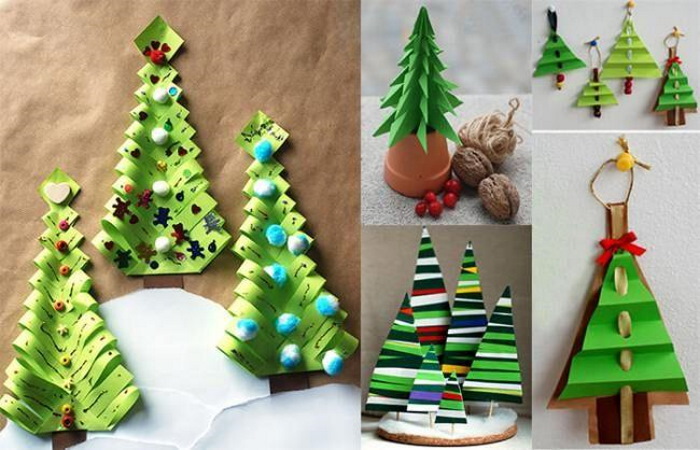 Weihnachtsbaum (Tannenbaum) Neujahrshandwerk mit eigenen Händen aus Pappe