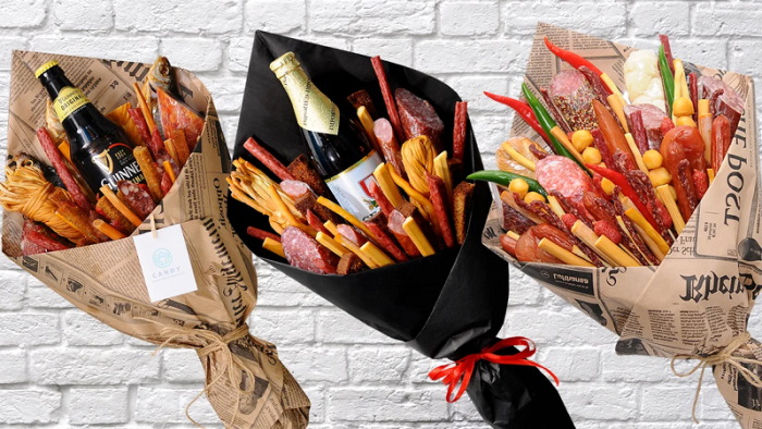Blumenstrauß für einen Mann: essbar, Bier, ungewöhnliches Geschenk aus Essen