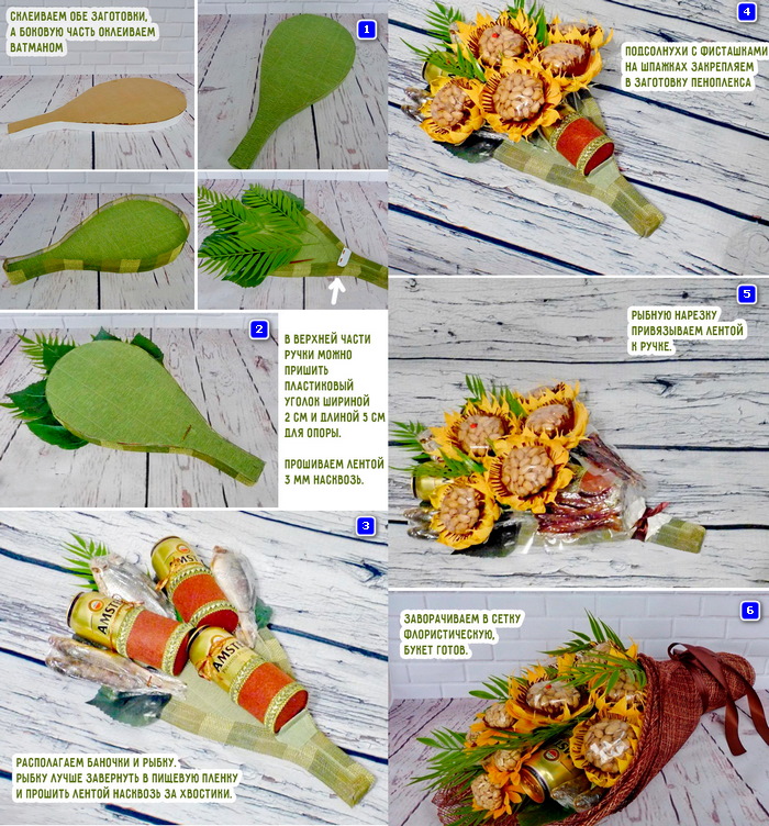 Männerbouquet: Bier + Fisch + Pistazien
