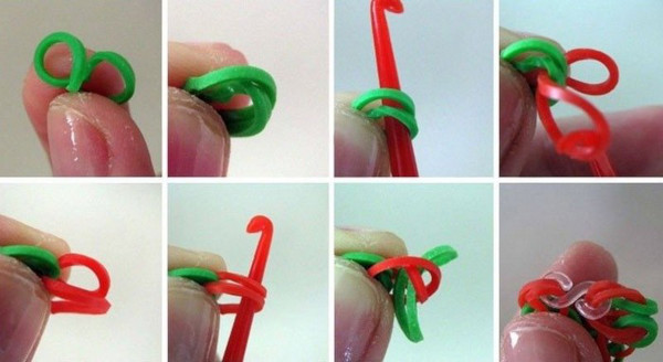 Wunderschöne Armbänder aus Gummibändern. Webmuster, wie man webt