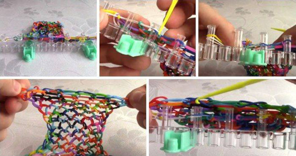 Wunderschöne Armbänder aus Gummibändern. Webmuster, wie man webt