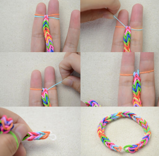 Wunderschöne Armbänder aus Gummibändern. Webmuster, wie man webt