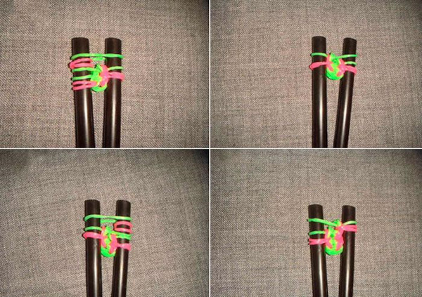 Wunderschöne Armbänder aus Gummibändern. Webmuster, wie man webt