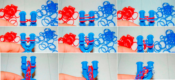 Wunderschöne Armbänder aus Gummibändern. Webmuster, wie man webt