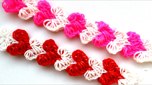 Wunderschöne Armbänder aus Gummibändern. Webmuster, wie man webt