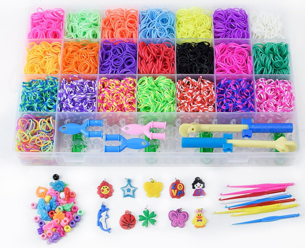 Wunderschöne Armbänder aus Gummibändern. Webmuster, wie man webt