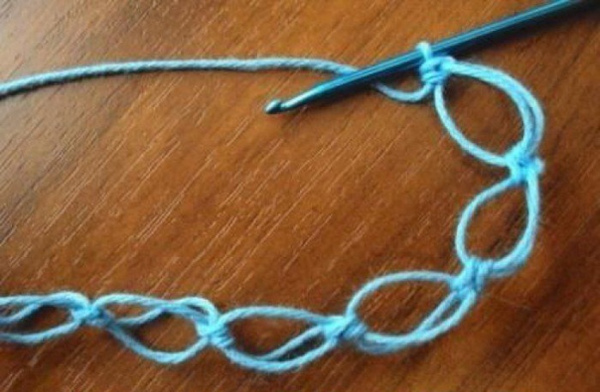Solomons Loop-Häkelarbeit. Wie man einen Schal, ein Tuch oder einen Baktus strickt. Schemata