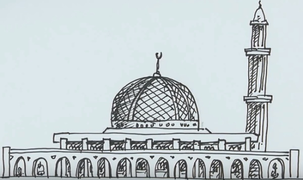 איך לצייר מסגד בעיפרון שלב אחר שלב למתחילים