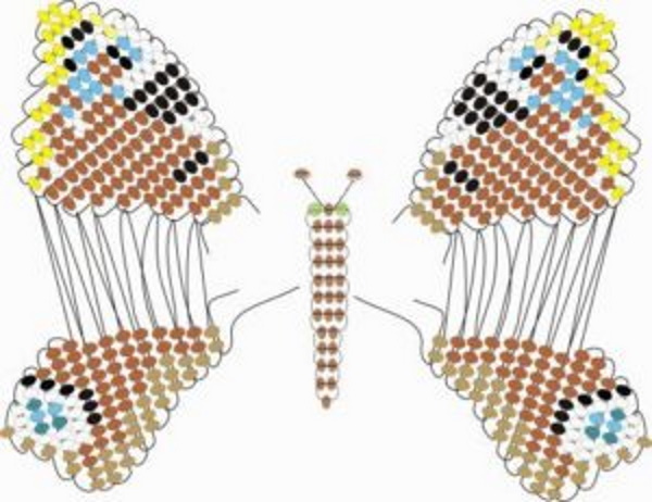 Schmetterling aus Perlen. Webmuster, wie man sie für Anfänger macht