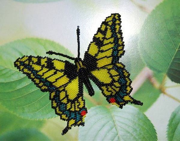 Schmetterling aus Perlen. Webmuster, wie man sie für Anfänger macht