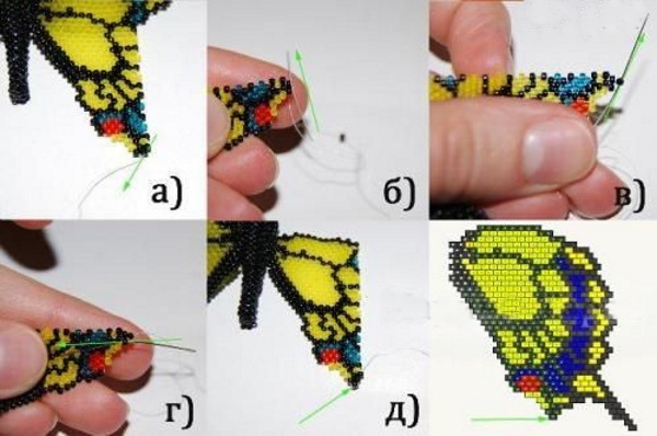 Schmetterling aus Perlen. Webmuster, wie man sie für Anfänger macht