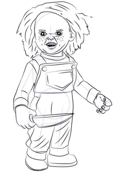 Wie man eine Chucky-Puppe mit einem Bleistift Schritt für Schritt für Anfänger zeichnet