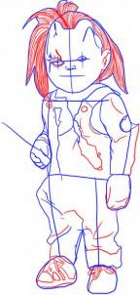 Wie man eine Chucky-Puppe mit einem Bleistift Schritt für Schritt für Anfänger zeichnet
