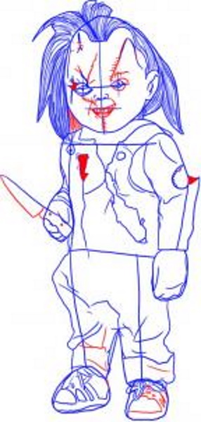 Wie man eine Chucky-Puppe mit einem Bleistift Schritt für Schritt für Anfänger zeichnet