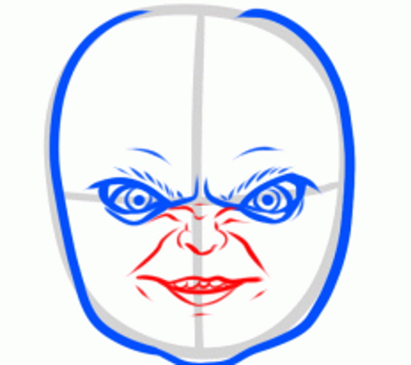Wie man eine Chucky-Puppe mit einem Bleistift Schritt für Schritt für Anfänger zeichnet