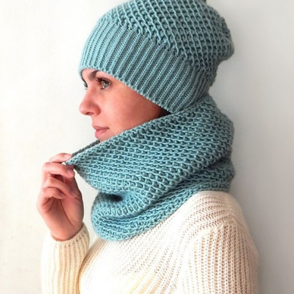 Patentstrickmuster. Schnittmuster, Beschreibung einfach, schön für Anfänger für Mützen, Schals, Strickjacken
