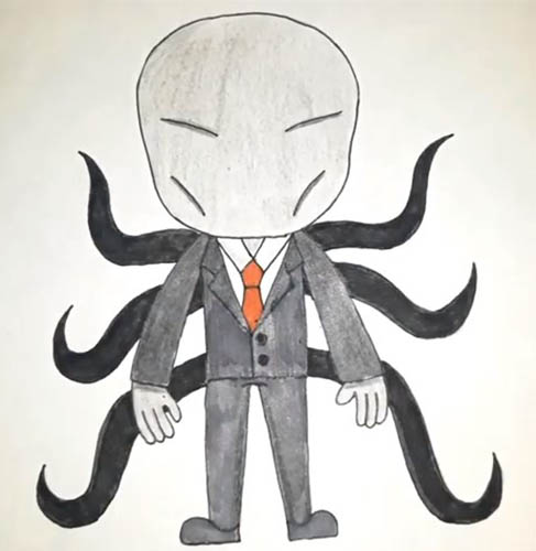 Wie man Slenderman vom Bleistift etappenweise zeichnet