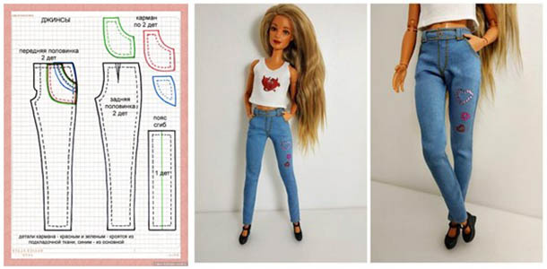 DIY-Kleidung für Barbie-Puppen. Muster, wie man aus Stoff näht