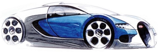 Wie man Bugatti Veyron, Divo, Chiron mit einem Bleistift zeichnet