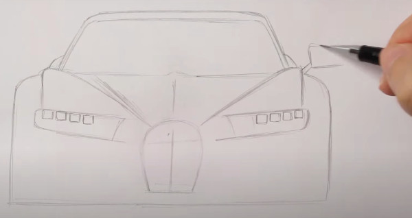 Wie man Bugatti Veyron, Divo, Chiron mit einem Bleistift zeichnet