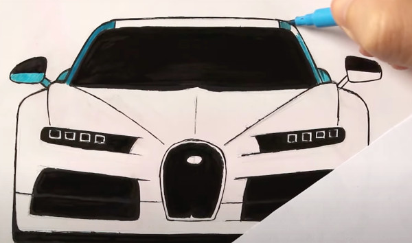 Wie man Bugatti Veyron, Divo, Chiron mit einem Bleistift zeichnet