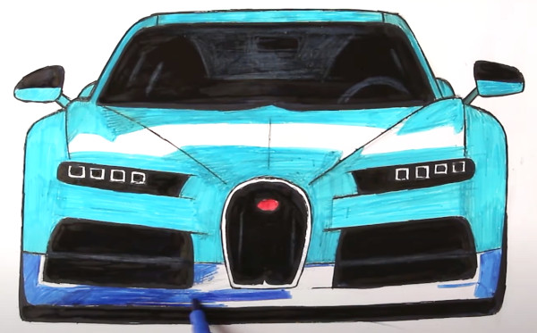 Wie man Bugatti Veyron, Divo, Chiron mit einem Bleistift zeichnet
