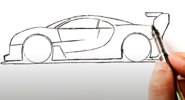 Wie man Bugatti Veyron, Divo, Chiron mit einem Bleistift zeichnet