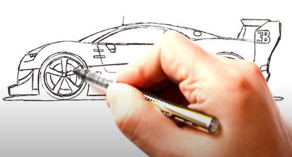 Wie man Bugatti Veyron, Divo, Chiron mit einem Bleistift zeichnet