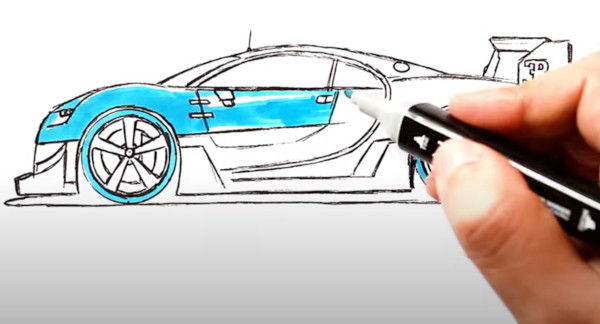 Wie man Bugatti Veyron, Divo, Chiron mit einem Bleistift zeichnet