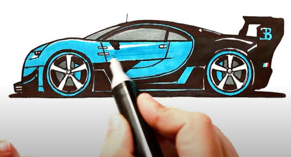 Wie man Bugatti Veyron, Divo, Chiron mit einem Bleistift zeichnet