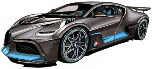 Wie man Bugatti Veyron, Divo, Chiron mit einem Bleistift zeichnet