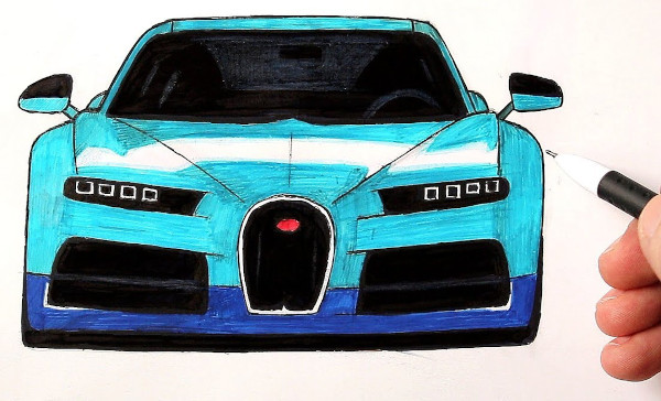 Wie man Bugatti Veyron, Divo, Chiron mit einem Bleistift zeichnet