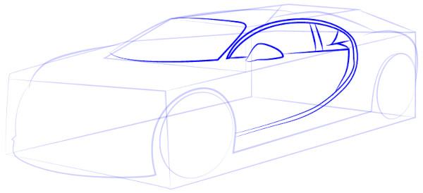 Wie man Bugatti Veyron, Divo, Chiron mit einem Bleistift zeichnet