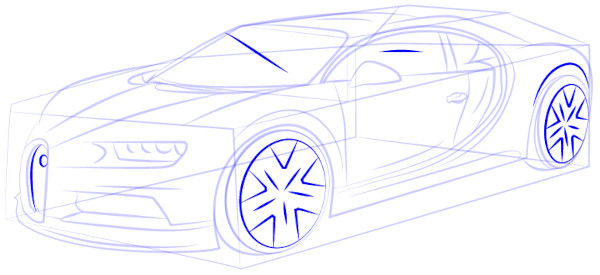 Wie man Bugatti Veyron, Divo, Chiron mit einem Bleistift zeichnet