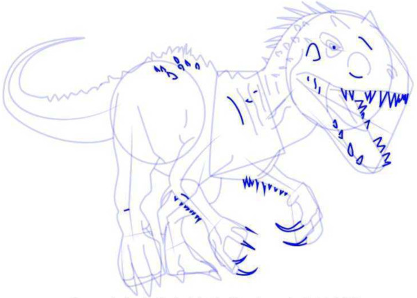 Wie man Indominus Rex Schritt für Schritt mit Bleistift zeichnet
