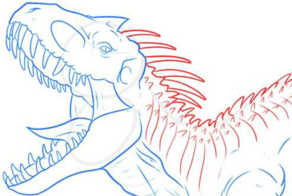 Wie man Indominus Rex Schritt für Schritt mit Bleistift zeichnet