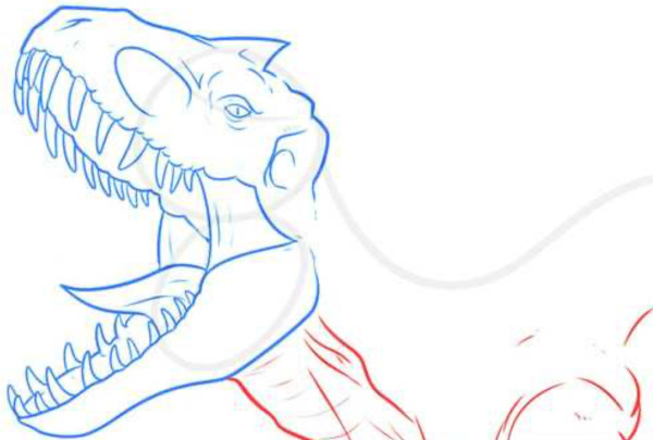 Wie man Indominus Rex Schritt für Schritt mit Bleistift zeichnet