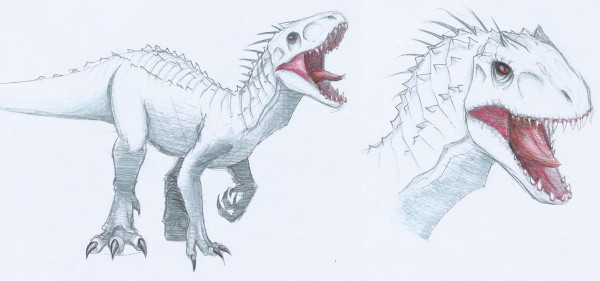 Wie man Indominus Rex Schritt für Schritt mit Bleistift zeichnet