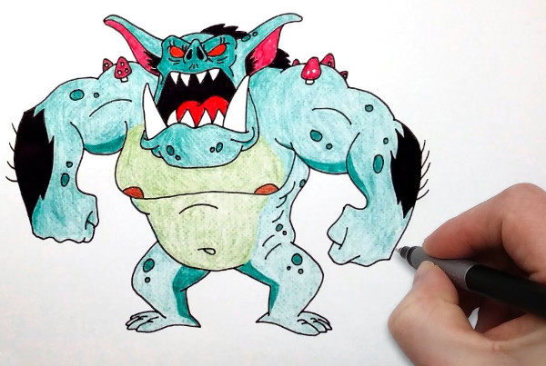 Wie man ein gruseliges Monster mit einem Bleistift Schritt für Schritt für Anfänger zeichnet