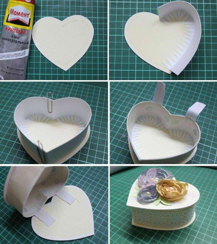 DIY-Bonbonschachtel aus Pappe und Papier. Schemata