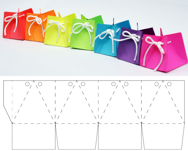 DIY-Bonbonschachtel aus Pappe und Papier. Schemata
